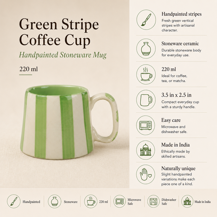 Green Stripe Coffee Cup