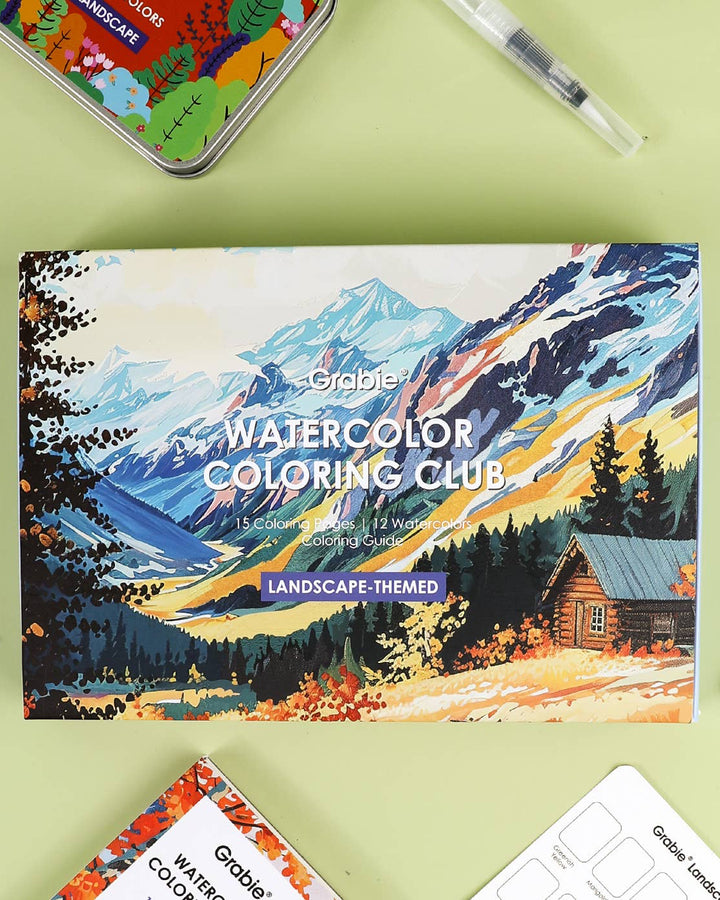 Landscape-Themed Watercolor Coloring Club Box