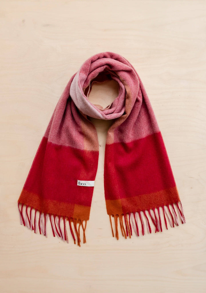 Berry Check Lambswool Oversized Scarf