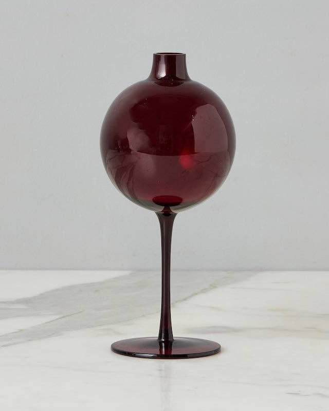 Crimson Wine Glass Shaped Vase