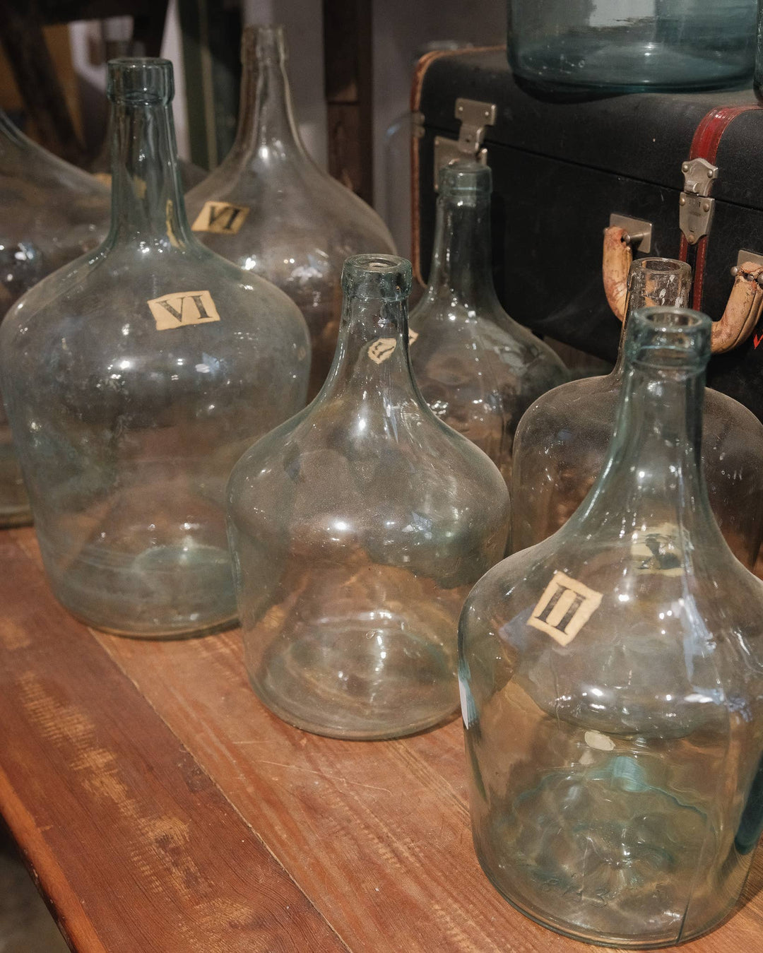 Vintage Clear Glass Demijohn Bottle