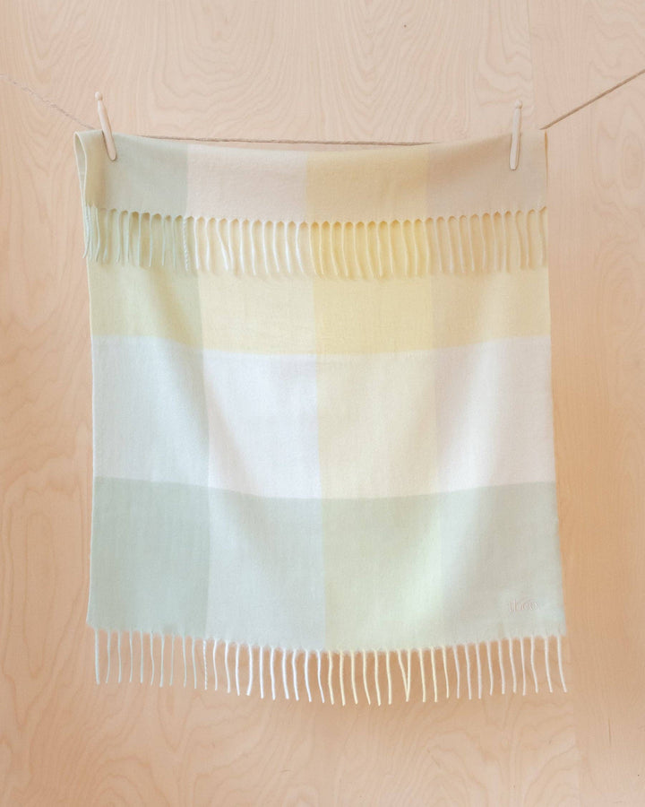 Green Block Lambswool Baby Blanket