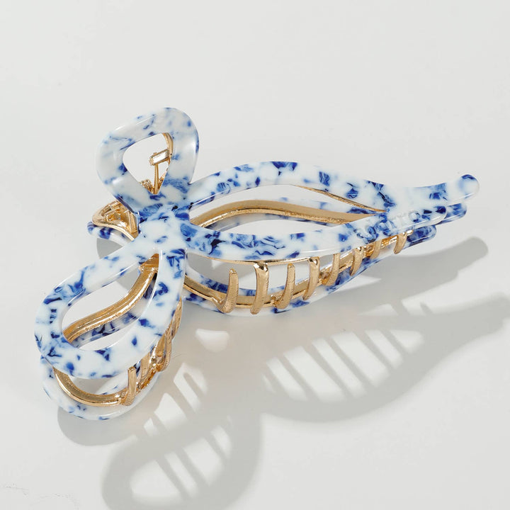 Sabrina Coastal Ribbon Metal Bow Claw Clip - Large