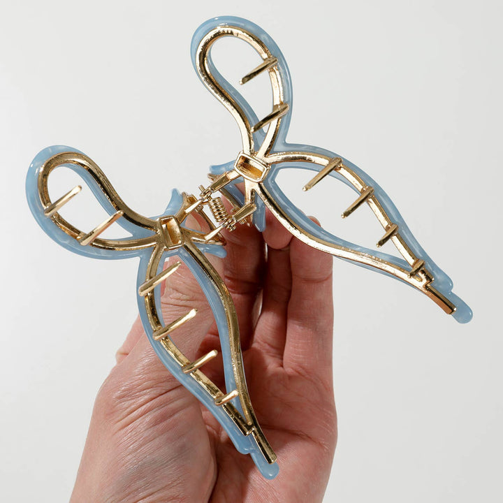Sabrina Coastal Ribbon Metal Bow Claw Clip - Large