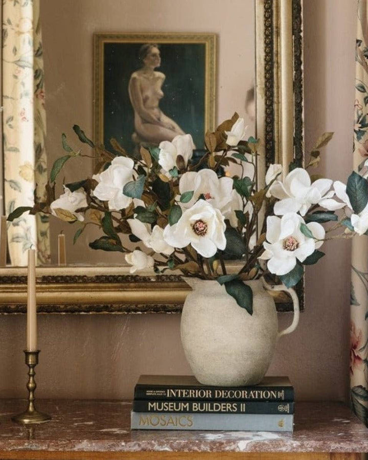 Cream Magnolia Fake Flower Branch - 35"