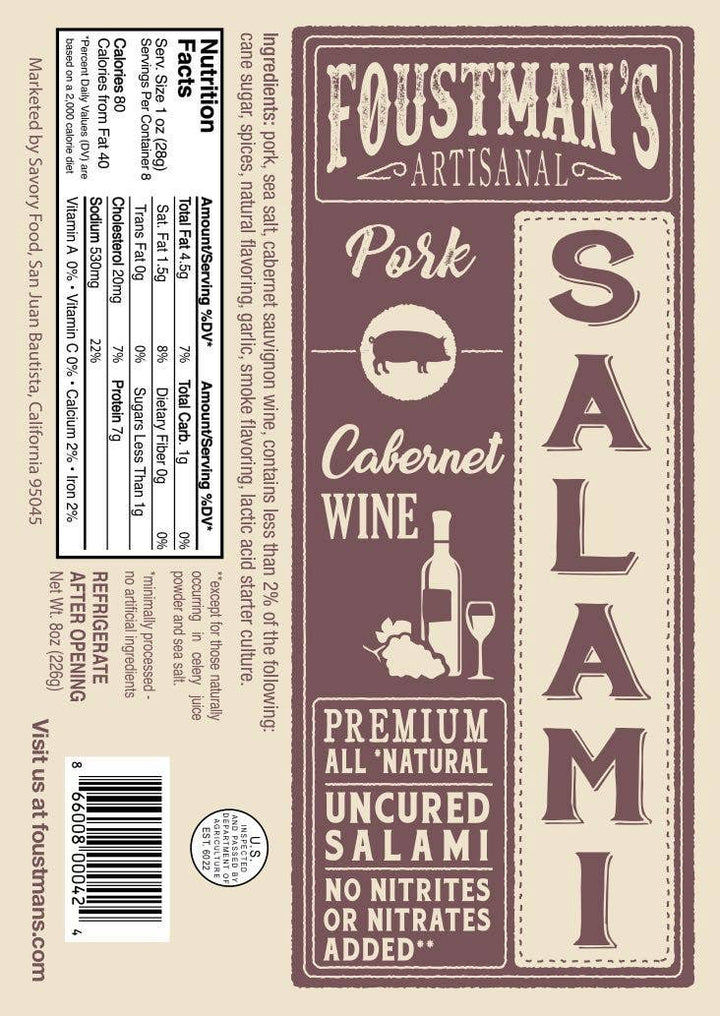 Cabernet Wine Uncured Salami