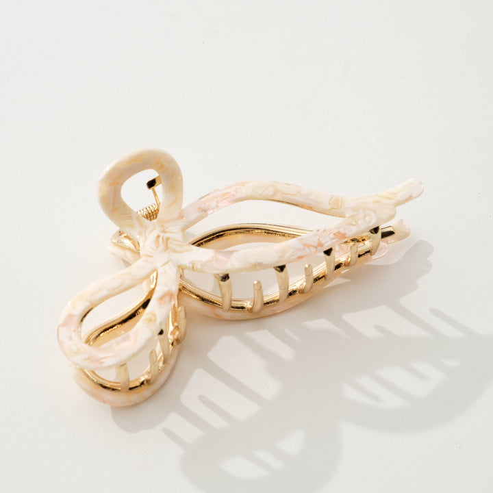 Sabrina Garden Ribbon Metal Bow Claw Clip - Large