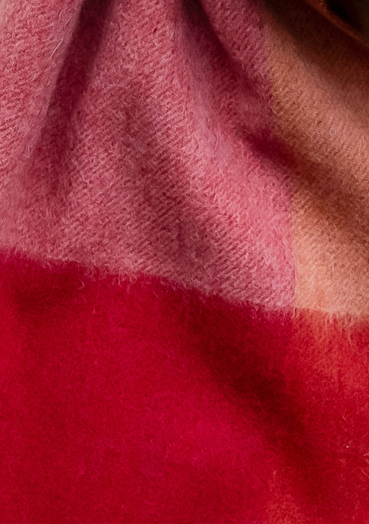 Berry Check Lambswool Oversized Scarf