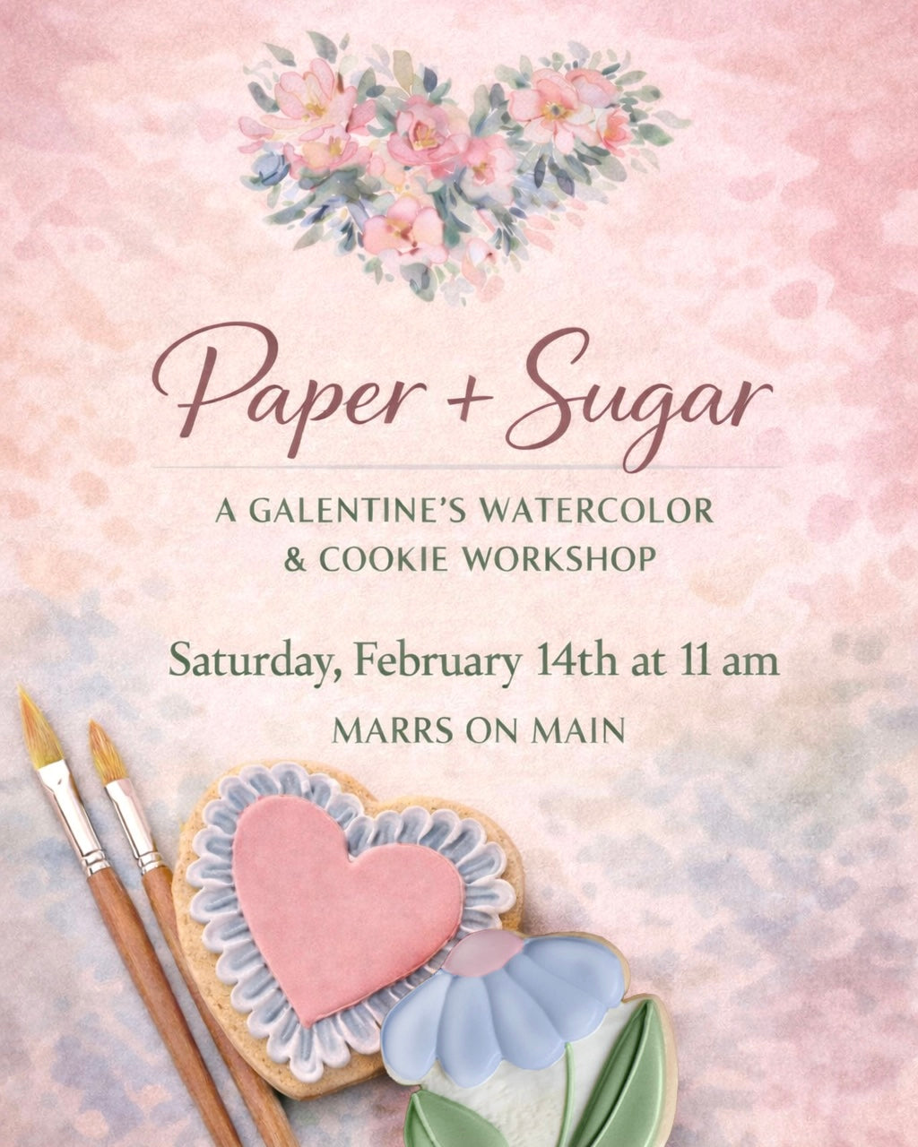 Paper + Sugar | A Galentine's Watercolor & Cookie Workshop