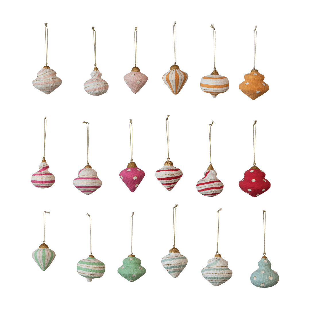 Handmade Paper Mache Ornament, 18 Styles (Each One Will Vary)