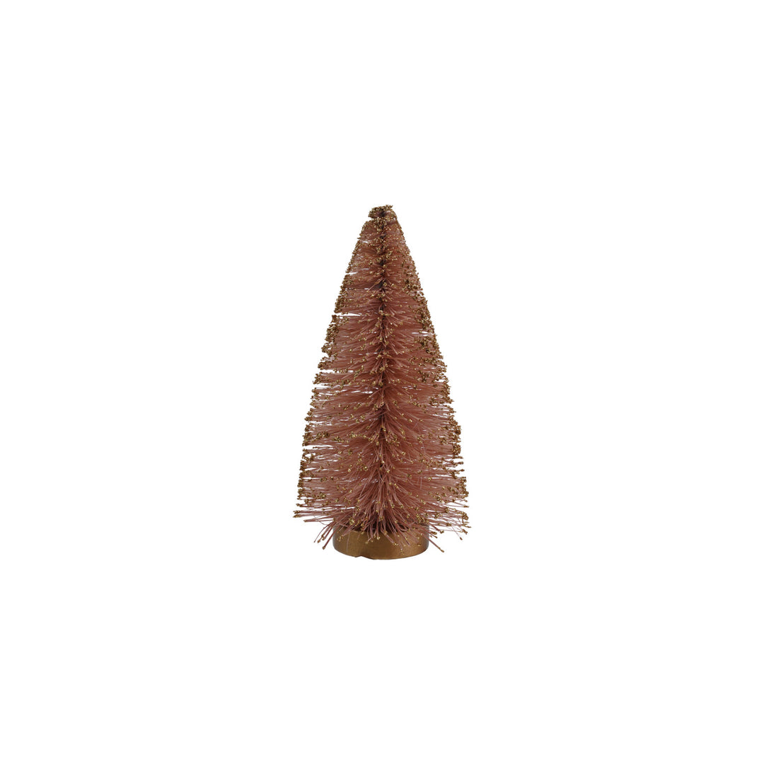 3" Round x 6"H Sisal Bottle Brush Tree with Glitter, Pink