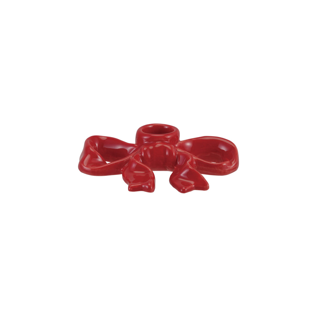 Stoneware Bow Shaped Taper Holder, Red