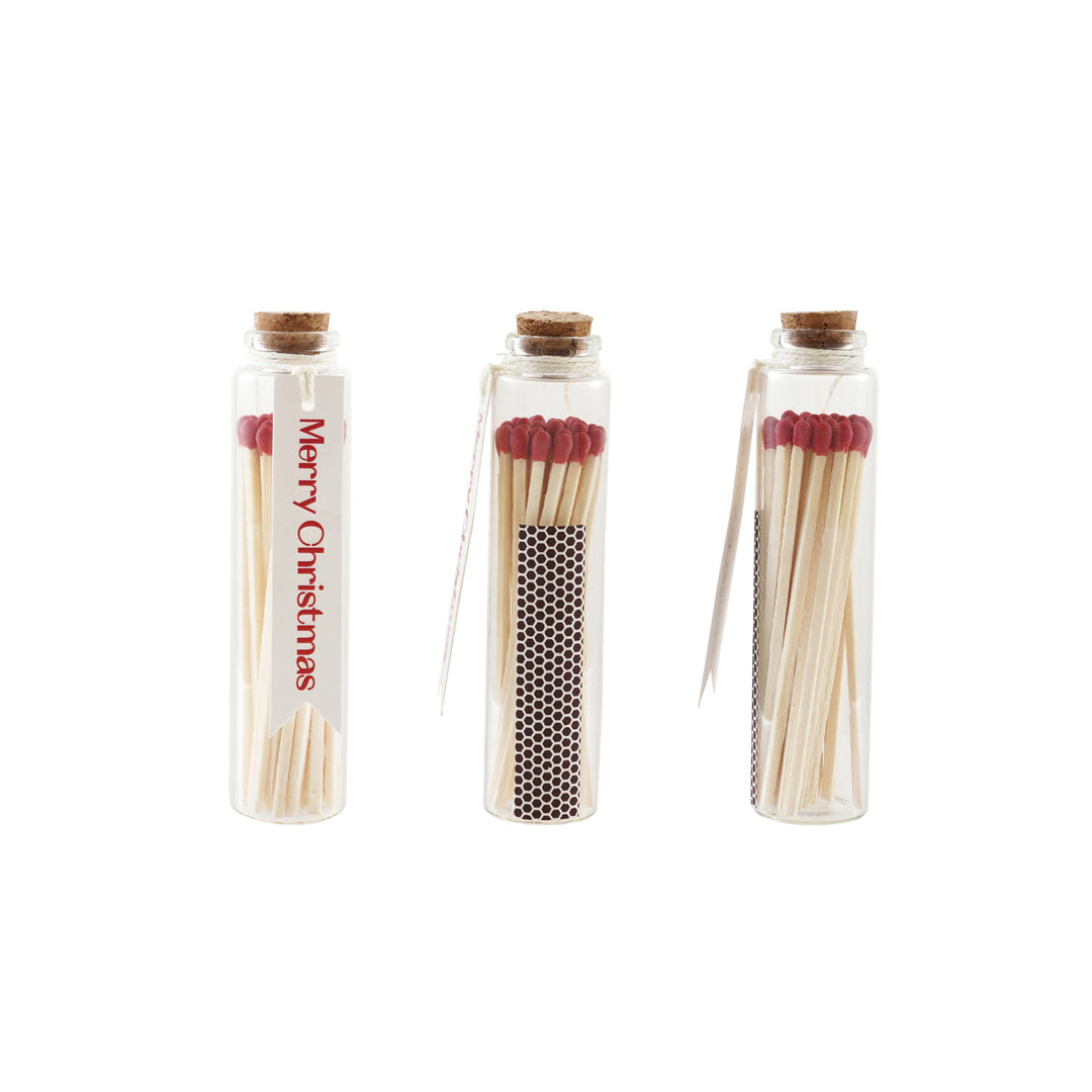 Christmas Glass Bottle Match Holder