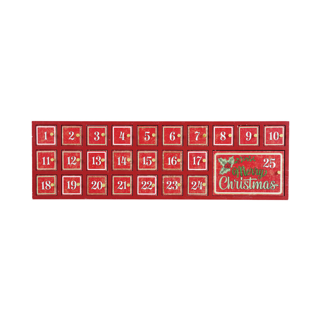 MDF Advent Calendar with 25 Doors "Merry Christmas" (Hangs or Sits)